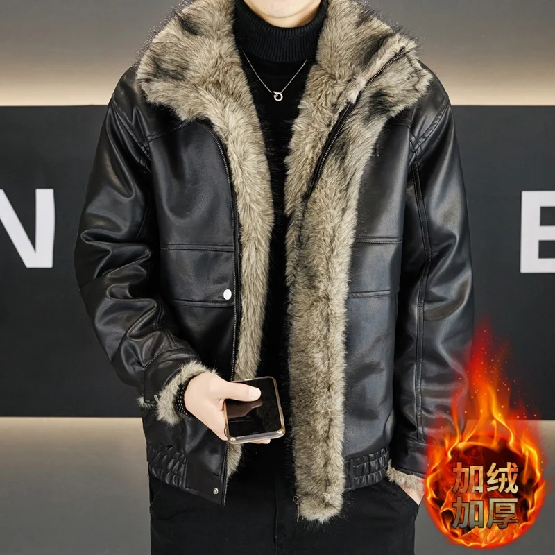 Зимние хлопковые утепленные кожаные куртки, мужская корейская приталенная повседневная куртка, теплая мотоциклетная куртка из искусственной кожи с воротником из искусственного меха
Зимние хлопковые утепленные кожаные куртки, мужская корейская приталенная повседневная куртка, теплая мотоциклетная куртка из искусственной кожи с воротником из искусственного меха