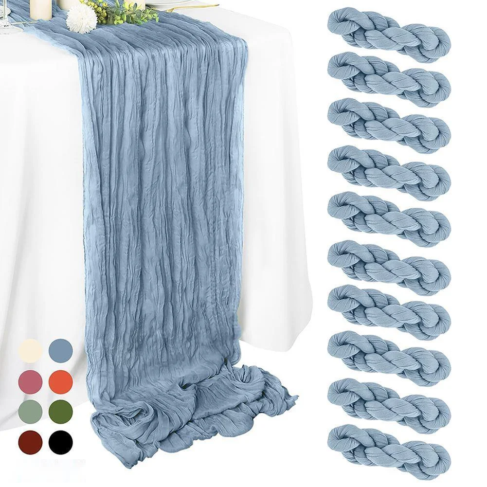 10Pcs Cheesecloth Table Runner Boho Gauze Table Runner 90x180cm Romantic Table Runner for Wedding Bridal Shower Birthday Party
10Pcs Cheesecloth Table Runner Boho Gauze Table Runner 90x180cm Romantic Table Runner for Wedding Bridal Shower Birthday Party