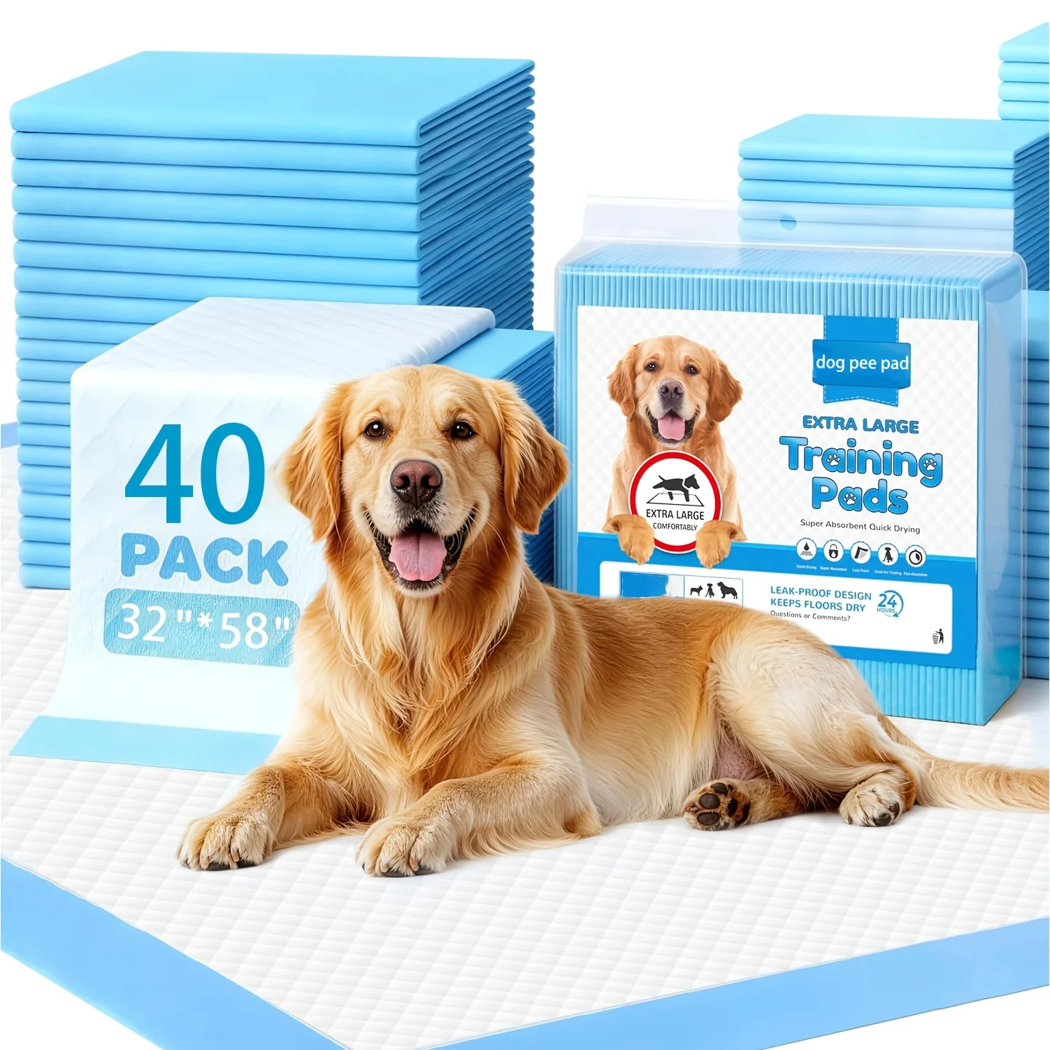 Super Absorbent And Thickened Dog Changing Pad Extra Large, 32" X 59" Leak-proof And Odor-proof Blue Puppy Training Pad,=
Super Absorbent And Thickened Dog Changing Pad Extra Large, 32" X 59" Leak-proof And Odor-proof Blue Puppy Training Pad,=