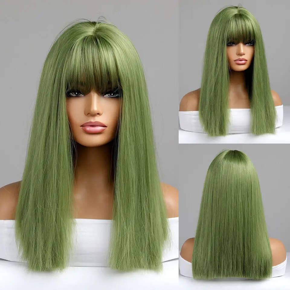 Long Straight Green Wigs With Bangs Synthetic Hair For Women Party Cosplay Used Synthetic
Long Straight Green Wigs With Bangs Synthetic Hair For Women Party Cosplay Used Synthetic