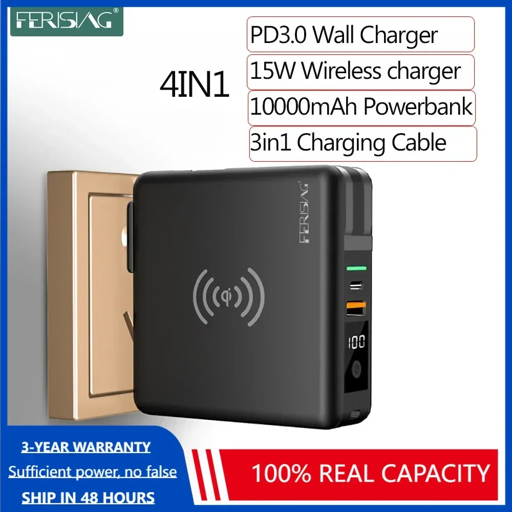 FERISING 10000mAh 15W Wireless Power bank + PD Fast Quick Charge Type-C USB C QC3.0 Powerbank for iPhone Samsung Xiaomi Charger
FERISING 10000mAh 15W Wireless Power bank + PD Fast Quick Charge Type-C USB C QC3.0 Powerbank for iPhone Samsung Xiaomi Charger
