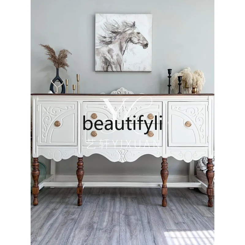French Retro Entryway Cabinet Living Room Decorative Cabinet Modern Simple Solid Wood Carved Furniture Customization
French Retro Entryway Cabinet Living Room Decorative Cabinet Modern Simple Solid Wood Carved Furniture Customization