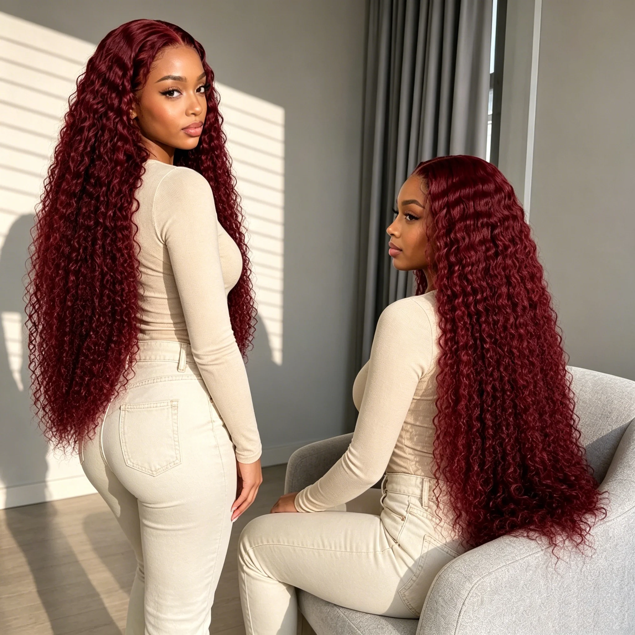 99J Burgundy Curly Deep Wave 13x6 HD Lace Frontal Human Hair Wig 30 36 Inch Red Colored Lace Front Water Wave Frontal Wig
99J Burgundy Curly Deep Wave 13x6 HD Lace Frontal Human Hair Wig 30 36 Inch Red Colored Lace Front Water Wave Frontal Wig