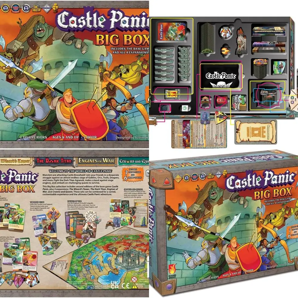 Castle Panic: 2-е издание Big Box — совместная стратегическая игра для семей, 8 лет, 1–6 игроков, время воспроизведения 45 минут
Castle Panic: 2-е издание Big Box — совместная стратегическая игра для семей, 8 лет, 1–6 игроков, время воспроизведения 45 минут