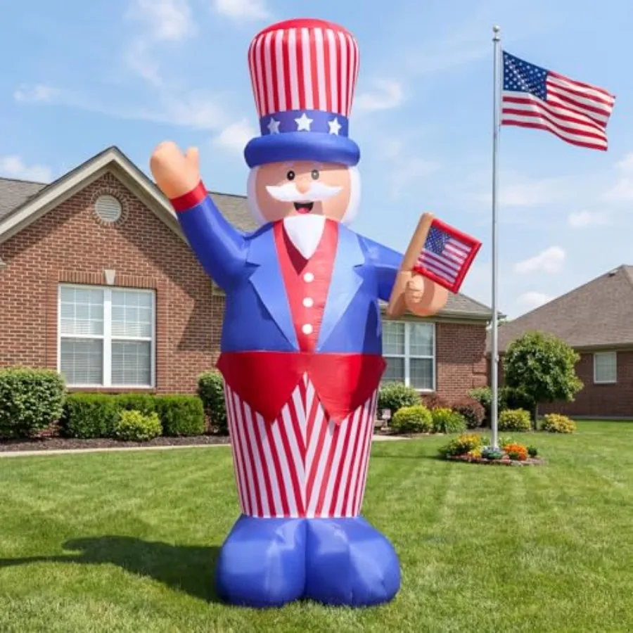 14FT Giant 4th of July Inflatable Uncle Sam Decoration with Built-in LED Lights, Patriotic Outdoor Yard Decoration with Dual Bl
14FT Giant 4th of July Inflatable Uncle Sam Decoration with Built-in LED Lights, Patriotic Outdoor Yard Decoration with Dual Bl