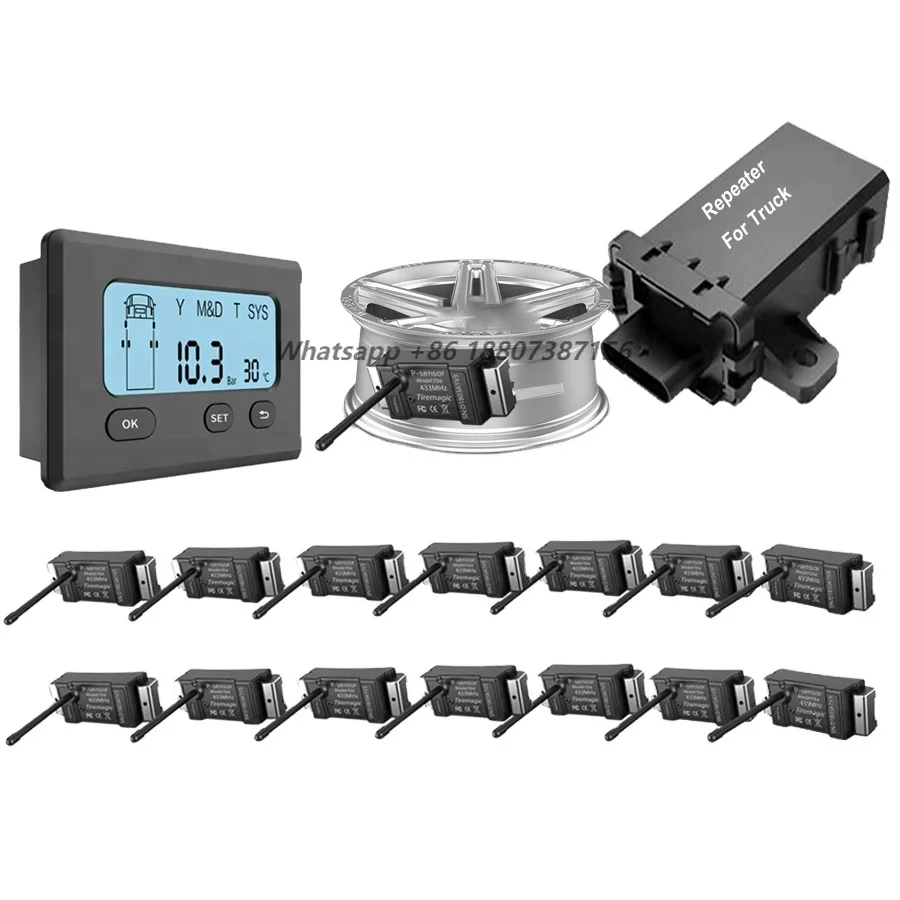 14-Wheel Truck TPMS with 200psi Sensor 2.8inch LCD Internal Wireless Tire Pressure Monitoring System for Trucks
14-Wheel Truck TPMS with 200psi Sensor 2.8inch LCD Internal Wireless Tire Pressure Monitoring System for Trucks