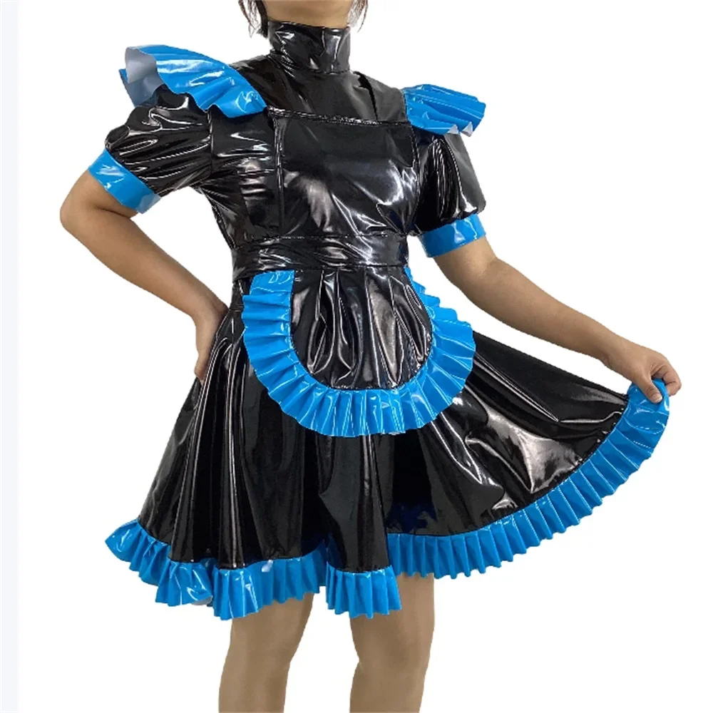 Sissy Turtleneck PVC Shiny Maid Dress Glossy PU Leather Short Puff Sleeve Lolita Dress Crossdressing Uniform Apron Maid Outfit
Sissy Turtleneck PVC Shiny Maid Dress Glossy PU Leather Short Puff Sleeve Lolita Dress Crossdressing Uniform Apron Maid Outfit