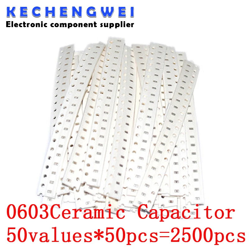 0603 SMD Ceramic Capacitor Assorted Kit 1pF~10uF 50values*50pcs=2500pcs Chip Ceramic Capacitor Samples
0603 SMD Ceramic Capacitor Assorted Kit 1pF~10uF 50values*50pcs=2500pcs Chip Ceramic Capacitor Samples