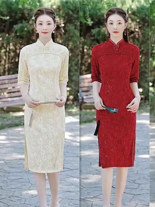 Lace Embroidered Floral Chinese Style Dress Wedding Party Qipao Lady Mandarin Collar Cheongsams Retro Vestidos Plus Size 3XL
Lace Embroidered Floral Chinese Style Dress Wedding Party Qipao Lady Mandarin Collar Cheongsams Retro Vestidos Plus Size 3XL