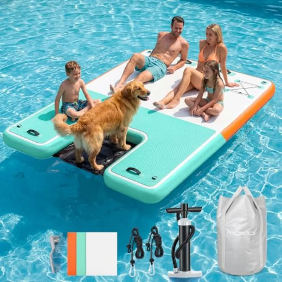 Inflatable Floating Dock with Water Access Ramp for Lake Pool Boat Family Party Up to 4-6 People Mint Green Orange Non-Slip EVA
Inflatable Floating Dock with Water Access Ramp for Lake Pool Boat Family Party Up to 4-6 People Mint Green Orange Non-Slip EVA