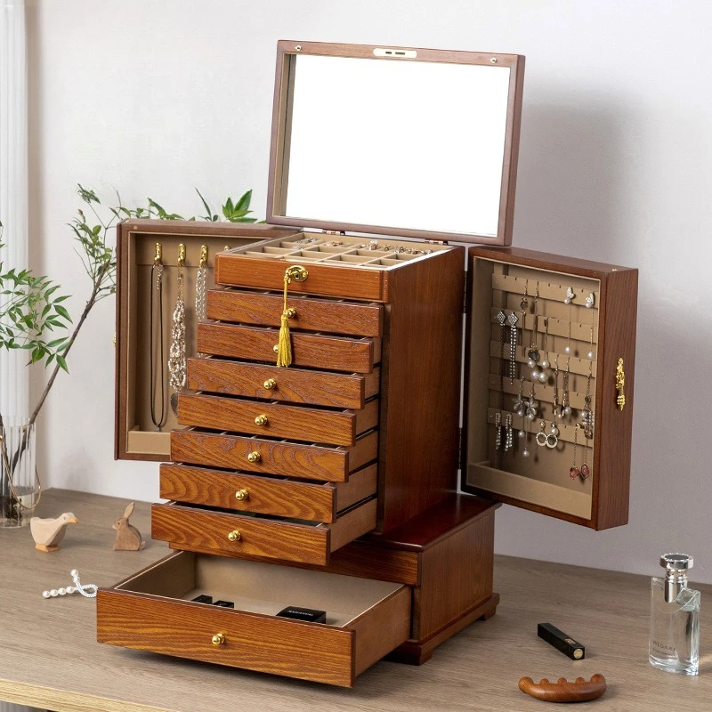 Large Capacity Jewelry Box Exquisite with Lock Jewellery Case Retro Jewelry Boxes Necklaces Earrings Rings Jewellery Cases
Large Capacity Jewelry Box Exquisite with Lock Jewellery Case Retro Jewelry Boxes Necklaces Earrings Rings Jewellery Cases