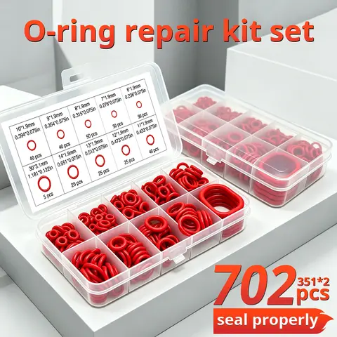 702pcs Silicone O-Ring Sealing Gasket, Oil and Temperature Resistant Circular Rubber Combination Set, Used for Automobiles, Wate