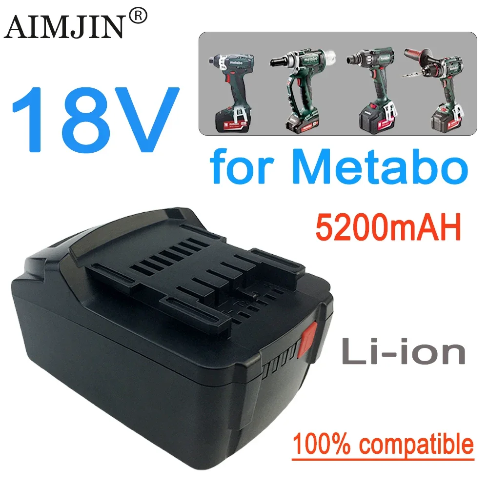 Rechargeable lithium-ion battery 18V 5200mAh suitable for Metabo cordless power tools
Rechargeable lithium-ion battery 18V 5200mAh suitable for Metabo cordless power tools