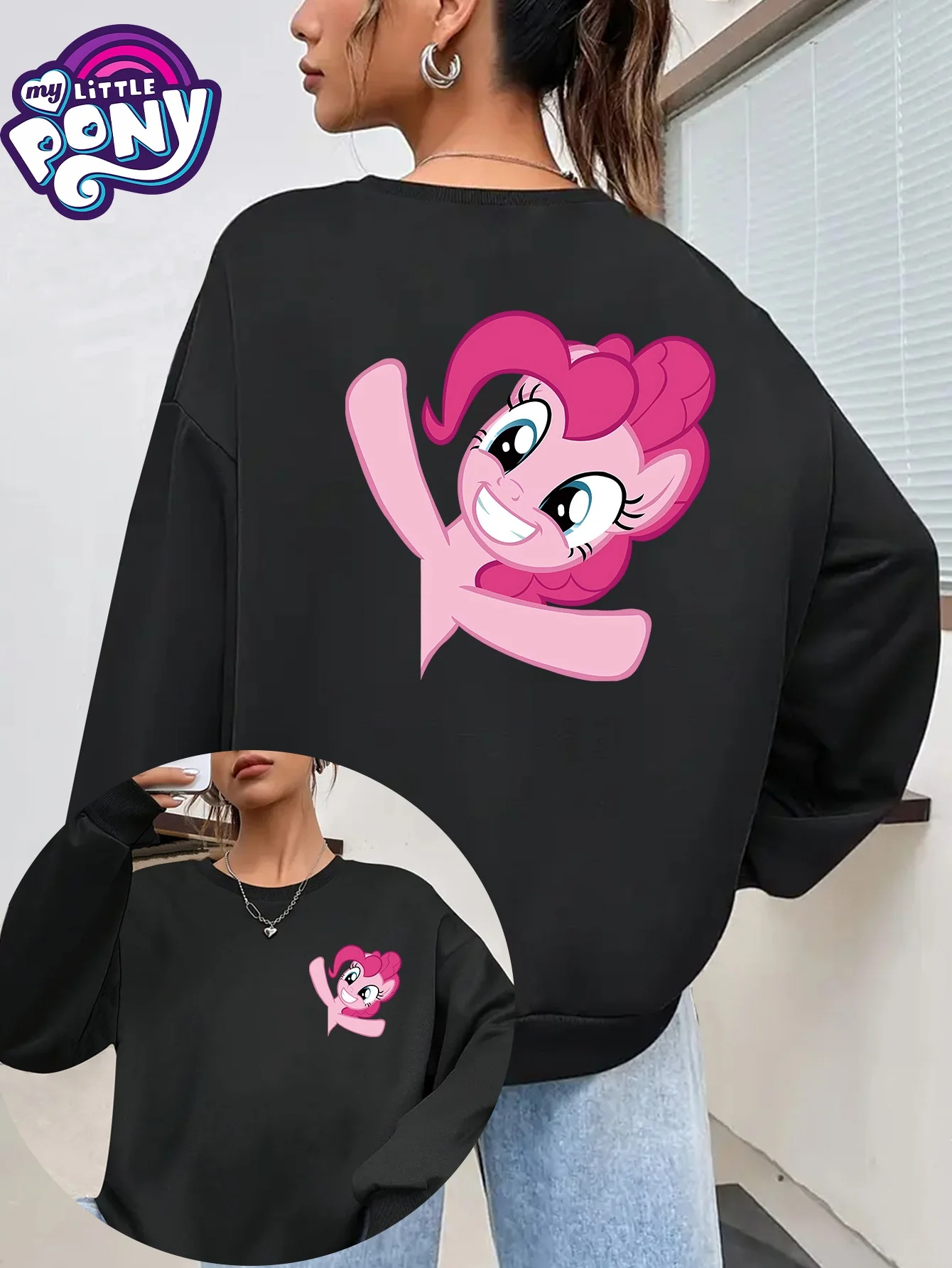 Cute Pinkie Pie My Little Pony Graphic Hoodie, Black Oversized Sweatshirt for Fans
Cute Pinkie Pie My Little Pony Graphic Hoodie, Black Oversized Sweatshirt for Fans