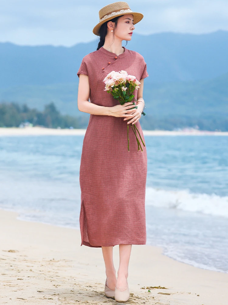 100% Linen Women Casual Cheongsam Dresses New 2026 Summer Chinese Style Vintage Plaid Pattern Ladies Elegant Long Dresses M2613
100% Linen Women Casual Cheongsam Dresses New 2026 Summer Chinese Style Vintage Plaid Pattern Ladies Elegant Long Dresses M2613