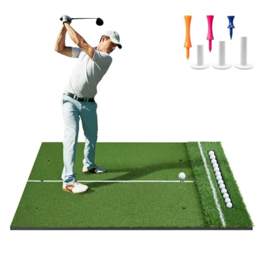 6x4ft Golf Mat, Golf Hitting Mat with Ball Tray,Dual Turf Golf Practice Mat 45 mm Base with 3 Tees for Chipping Swing Driving Training Indoor and Outdoor
6x4ft Golf Mat, Golf Hitting Mat with Ball Tray,Dual Turf Golf Practice Mat 45 mm Base with 3 Tees for Chipping Swing Driving Training Indoor and Outdoor