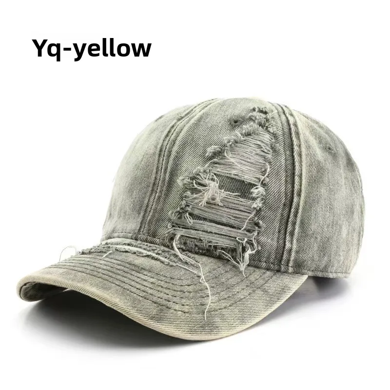 Retro-style women’s spring and autumn plain color, frayed-edge, water-washed, flat-brimmed hat; outdoor men’s baseball cap. 6 Sa67274bbd93f4ee0ab88b2e62f390527w