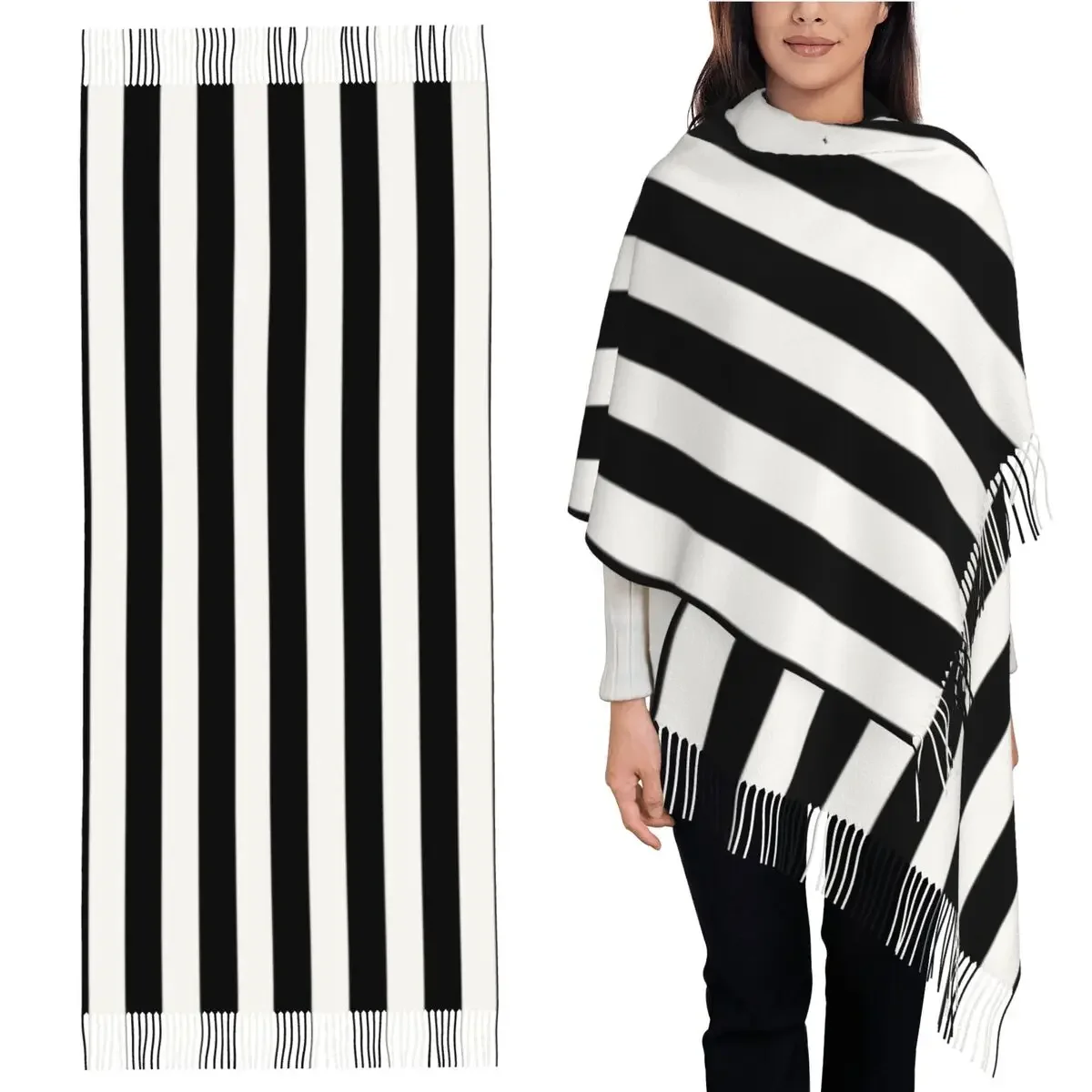 Черно-белый полосатый шарф, шарфы с кисточками, женские мягкие теплые шали и накидки, длинная осенне-зимняя шаль
Черно-белый полосатый шарф, шарфы с кисточками, женские мягкие теплые шали и накидки, длинная осенне-зимняя шаль