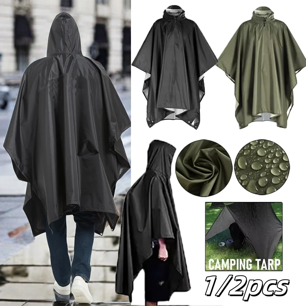 1/2pcs Outdoor 3 In 1 Military Raincoat Hooded Sleeve Portable Waterproof Poncho Camping Hiking Travel Bicycle Rain Cover Tent
1/2pcs Outdoor 3 In 1 Military Raincoat Hooded Sleeve Portable Waterproof Poncho Camping Hiking Travel Bicycle Rain Cover Tent