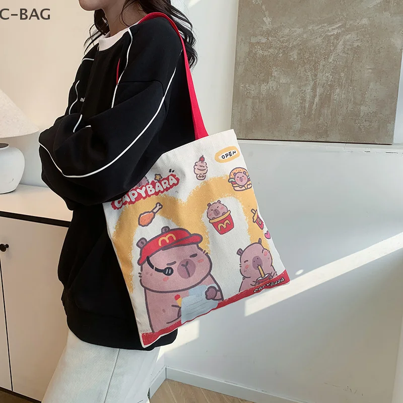 Cute Capybara Handbag Cartoon Kawaii Capybara Canvas Bag Novelty Creative Tote Bag Daily Large Capacity Shoulder Bag Gifts
Cute Capybara Handbag Cartoon Kawaii Capybara Canvas Bag Novelty Creative Tote Bag Daily Large Capacity Shoulder Bag Gifts