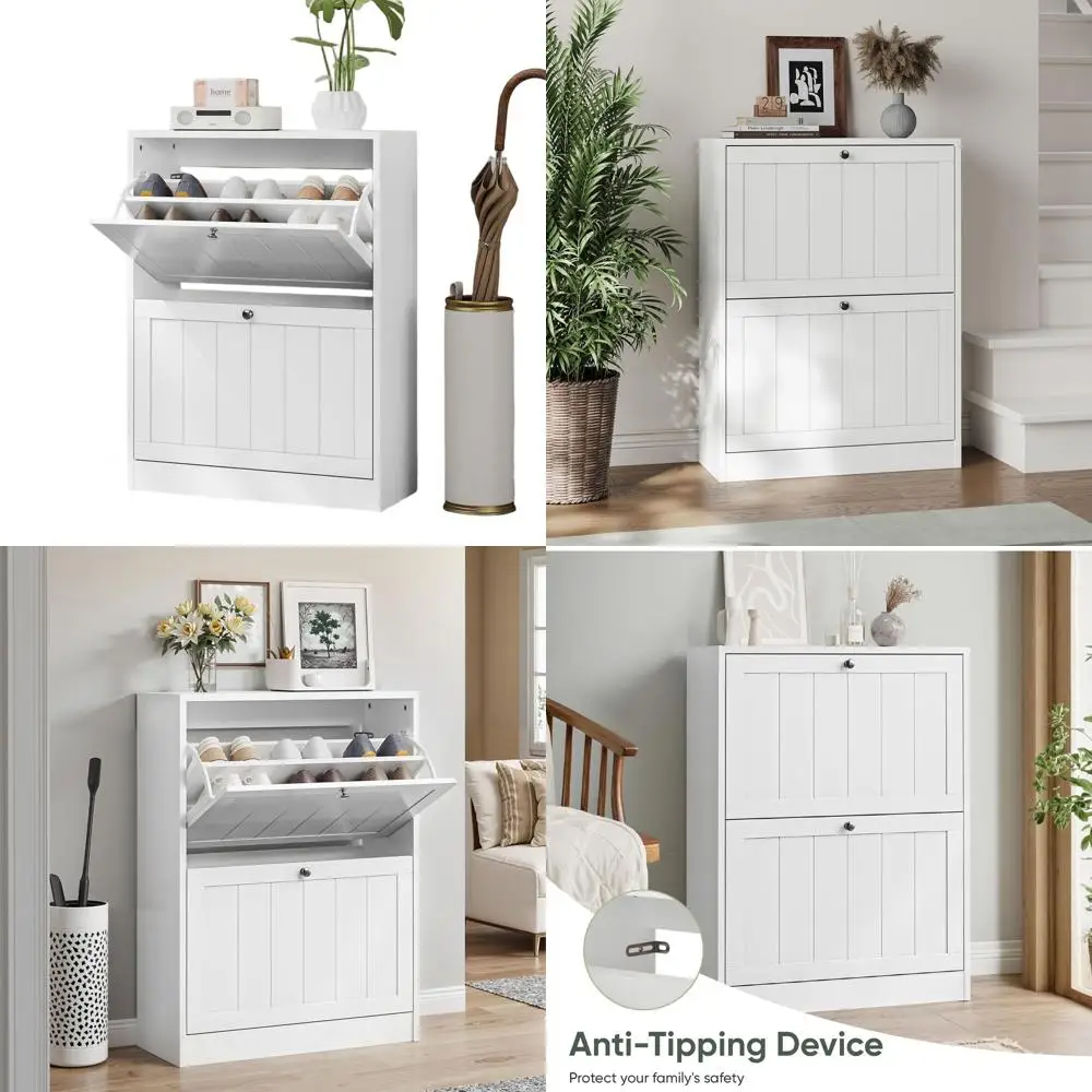 Белый отдельно стоящий шкаф для обуви 23,6 с двумя выдвижными ящиками и пазами для хранения в прихожей и гостиной
Белый отдельно стоящий шкаф для обуви 23,6 с двумя выдвижными ящиками и пазами для хранения в прихожей и гостиной