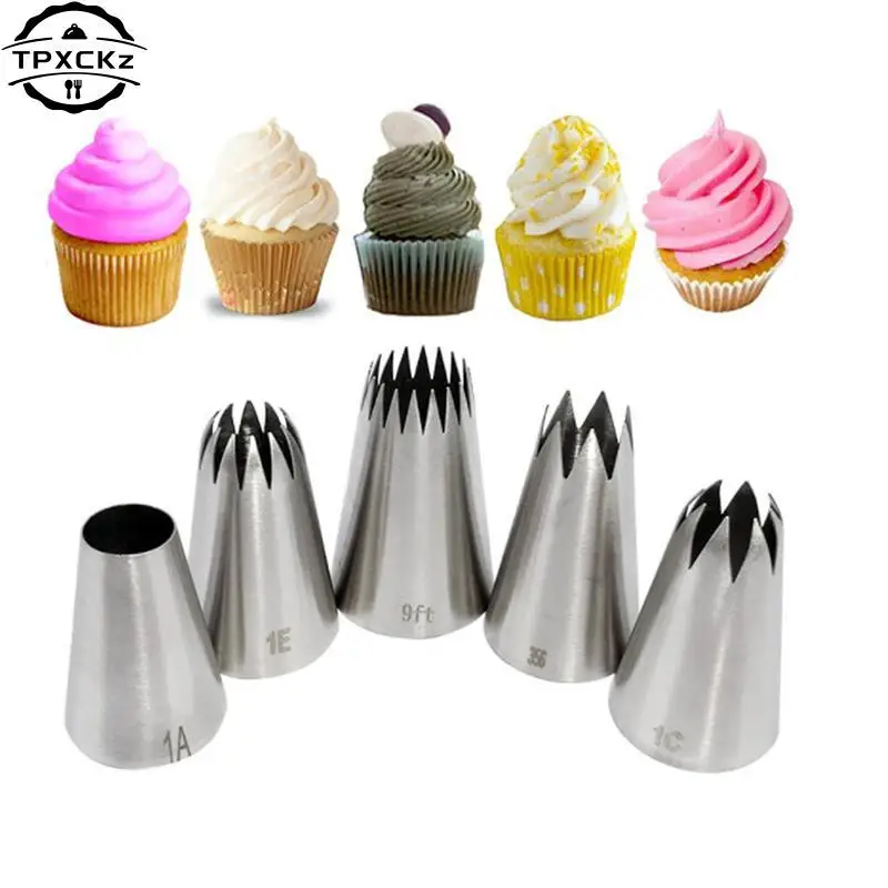 5pcs Large Metal Cake Cream Decoration Tips Set Pastry Tools Stainless Steel Piping Icing Nozzle Cupcake Head Dessert Decorators
5pcs Large Metal Cake Cream Decoration Tips Set Pastry Tools Stainless Steel Piping Icing Nozzle Cupcake Head Dessert Decorators