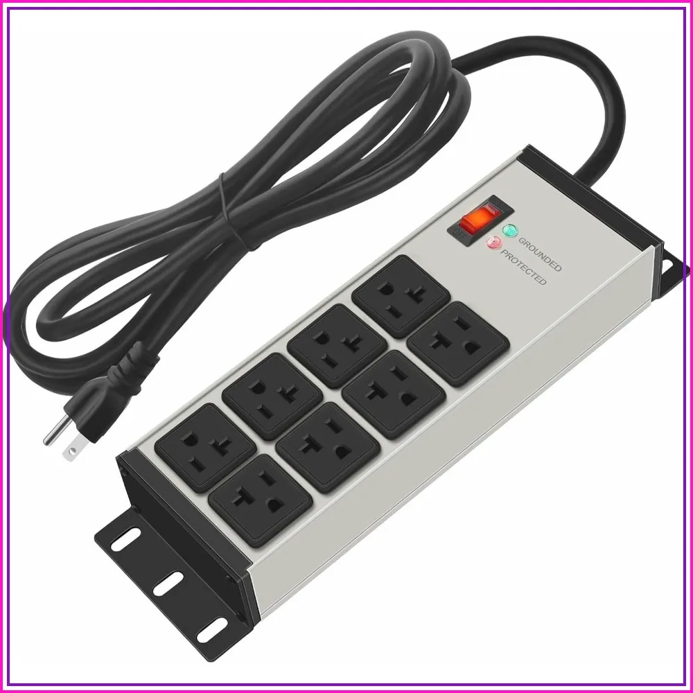 Heavy Duty Power Strip 20A Surge Protector, 15ft 12-Gauge Cord, 8 Outlets, Wall Mount for Garage Workshop, Grey
Heavy Duty Power Strip 20A Surge Protector, 15ft 12-Gauge Cord, 8 Outlets, Wall Mount for Garage Workshop, Grey
