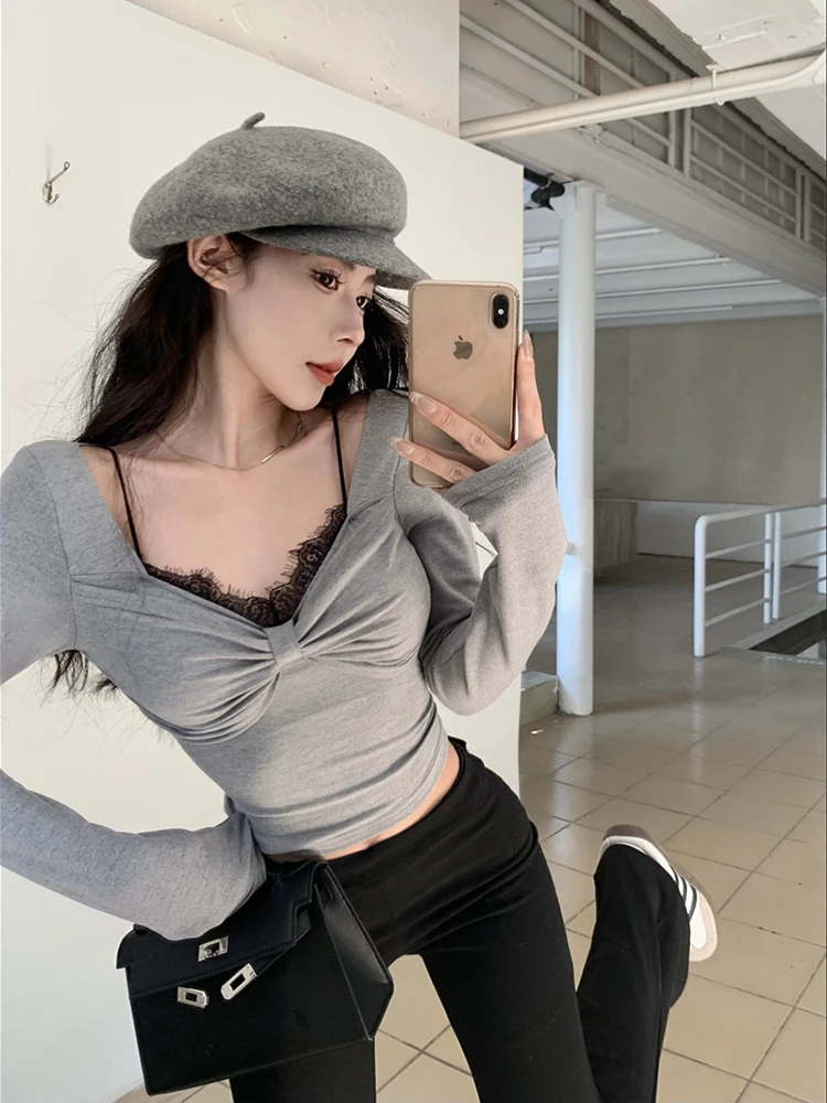 Spring Sexy Lace Patchwork Bow Tshirt Aesthetic Slim Fit Long Sleeve Pullover Tee 2025 New Chic Y2k Top Femininos
Spring Sexy Lace Patchwork Bow Tshirt Aesthetic Slim Fit Long Sleeve Pullover Tee 2025 New Chic Y2k Top Femininos