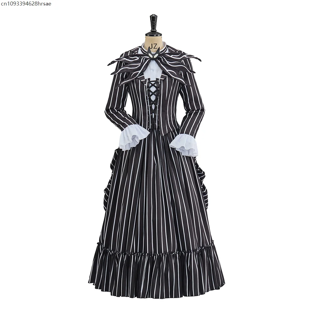 Victorian Women Edwardian Walking Costume Gothic Steampunk Striped Rococo Bustle Dress Halloween Skellington Disguise Ball Gown
Victorian Women Edwardian Walking Costume Gothic Steampunk Striped Rococo Bustle Dress Halloween Skellington Disguise Ball Gown