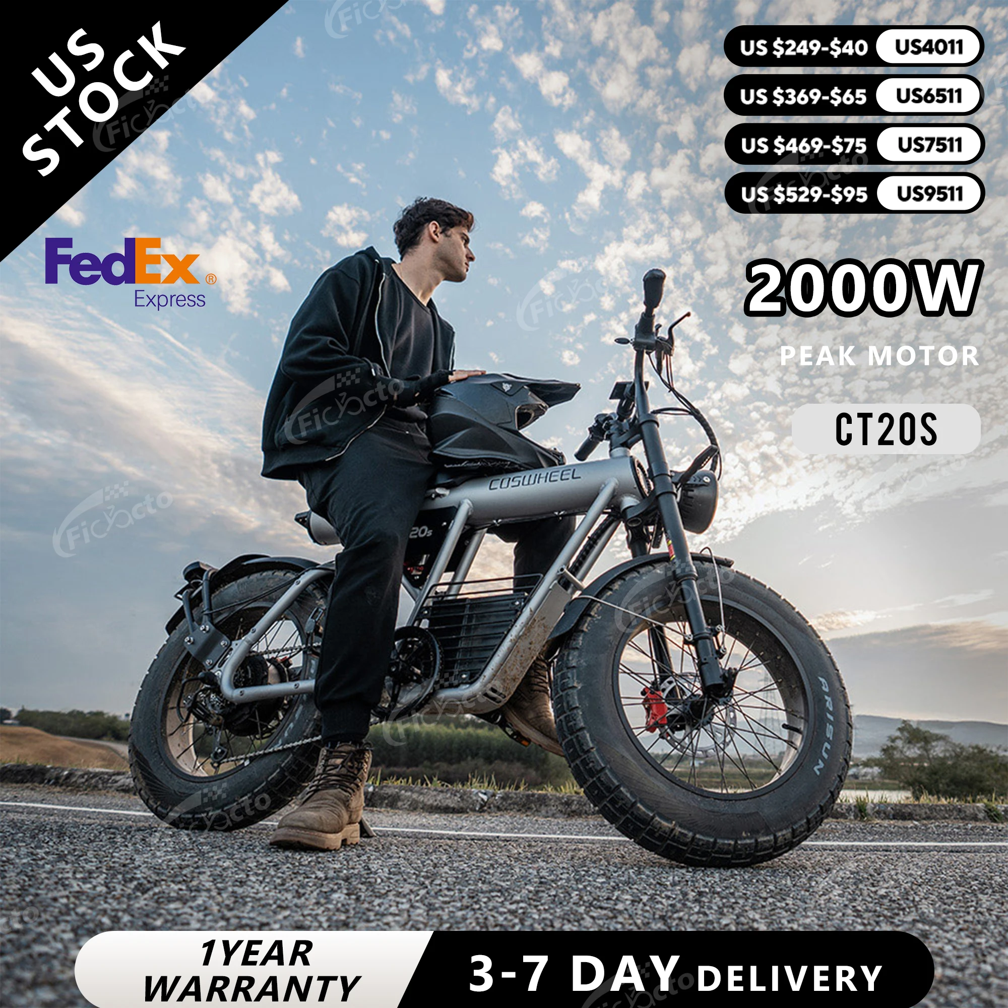 COSWHEEL T16 Electric Bicycle 1500W PEAK Motorcycle 48V 20Ah Battery Commute Electric Bike 16'' Fat Tire Mountain City E Bike
COSWHEEL T16 Electric Bicycle 1500W PEAK Motorcycle 48V 20Ah Battery Commute Electric Bike 16'' Fat Tire Mountain City E Bike