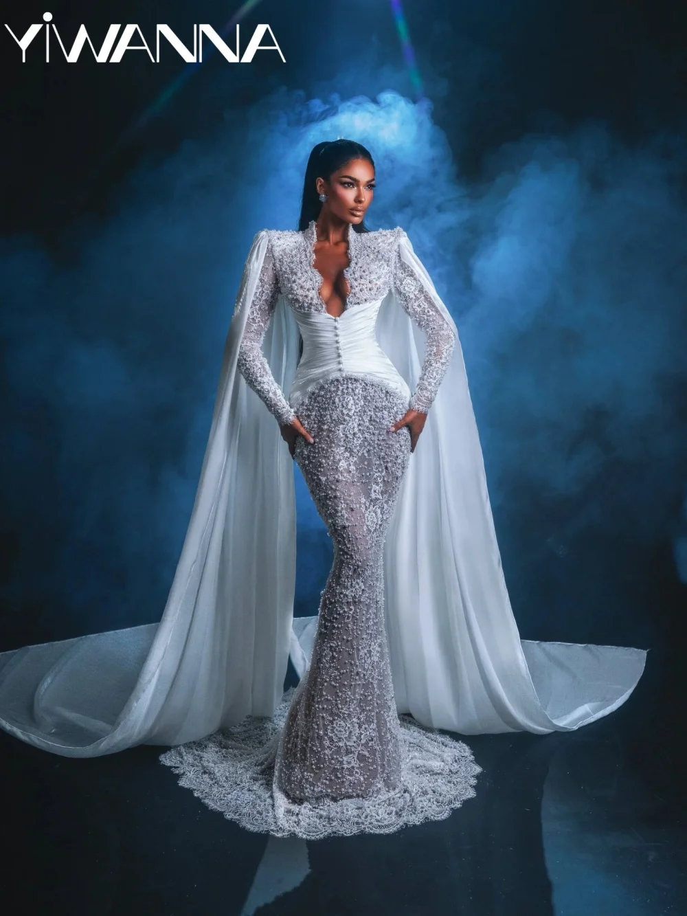 New White Glamorous Pearls Lace Wedding Dress Dreamy Cape Sleeve Mermaid Bridal Gown Customized Dazzling Long Dresses For Bride
New White Glamorous Pearls Lace Wedding Dress Dreamy Cape Sleeve Mermaid Bridal Gown Customized Dazzling Long Dresses For Bride