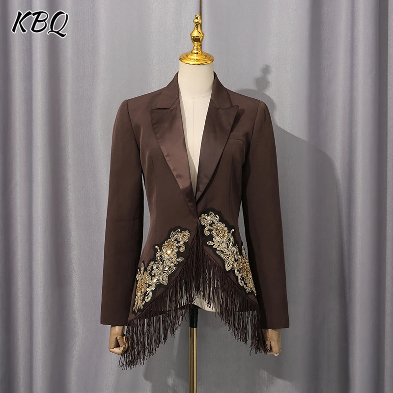 KBQ Elegant Slimming Spliced Tassles Solid Blazers for Women V Neck Long Sleeve Patchwork Diamonds Designer Coat Female Fashion
KBQ Elegant Slimming Spliced Tassles Solid Blazers for Women V Neck Long Sleeve Patchwork Diamonds Designer Coat Female Fashion
