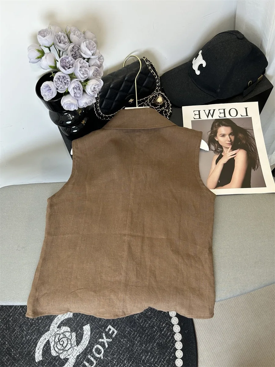 Loose Linen Browns Breathable V-Ne Svel Vest Women Summer Faion High-End Collar Casual Comfortable Tops
Loose Linen Browns Breathable V-Ne Svel Vest Women Summer Faion High-End Collar Casual Comfortable Tops