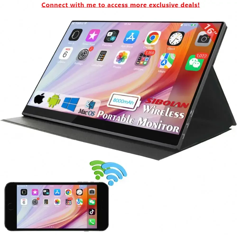SIBOLAN 15.6 Inch 5G Wireless 1080P HD HDR Built-in Battery Touch Screen Portable PS4 Monitor Type-C Monitor USB LCD Display"
SIBOLAN 15.6 Inch 5G Wireless 1080P HD HDR Built-in Battery Touch Screen Portable PS4 Monitor Type-C Monitor USB LCD Display"