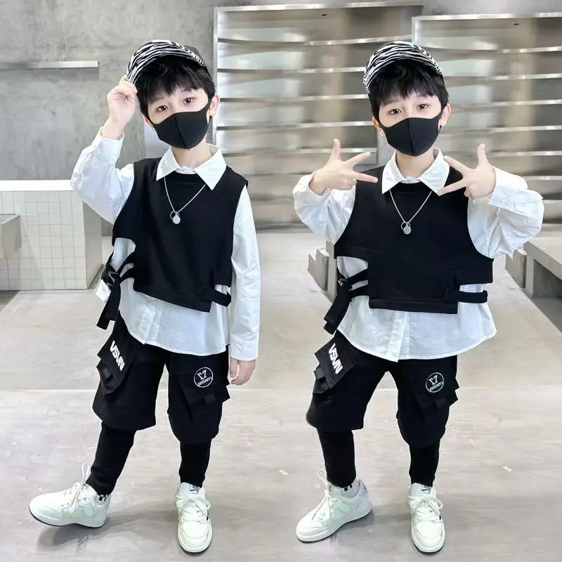 Boys' Spring and Autumn Shirt Set 2025 New Style Autumn Children's Stylish Vest Shirt 3-Piece Set Handsome Clothes Trendy
Boys' Spring and Autumn Shirt Set 2025 New Style Autumn Children's Stylish Vest Shirt 3-Piece Set Handsome Clothes Trendy