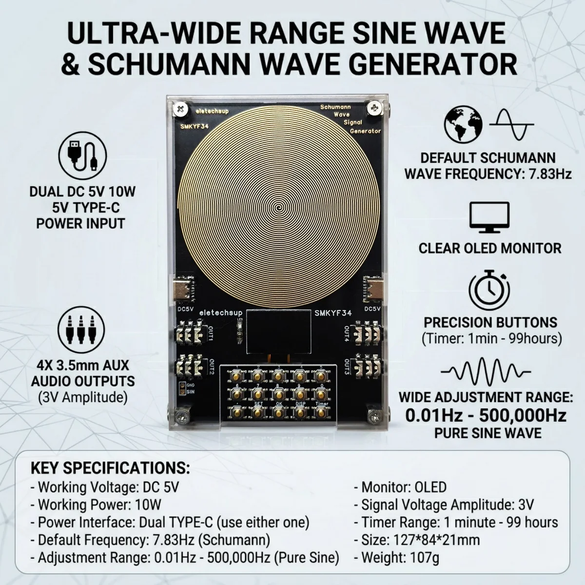 4 Channel High Precision Signal Generator OLED Programmable Sleep Aid 0.01-500KHz Schumann Resonance Wave Module
4 Channel High Precision Signal Generator OLED Programmable Sleep Aid 0.01-500KHz Schumann Resonance Wave Module