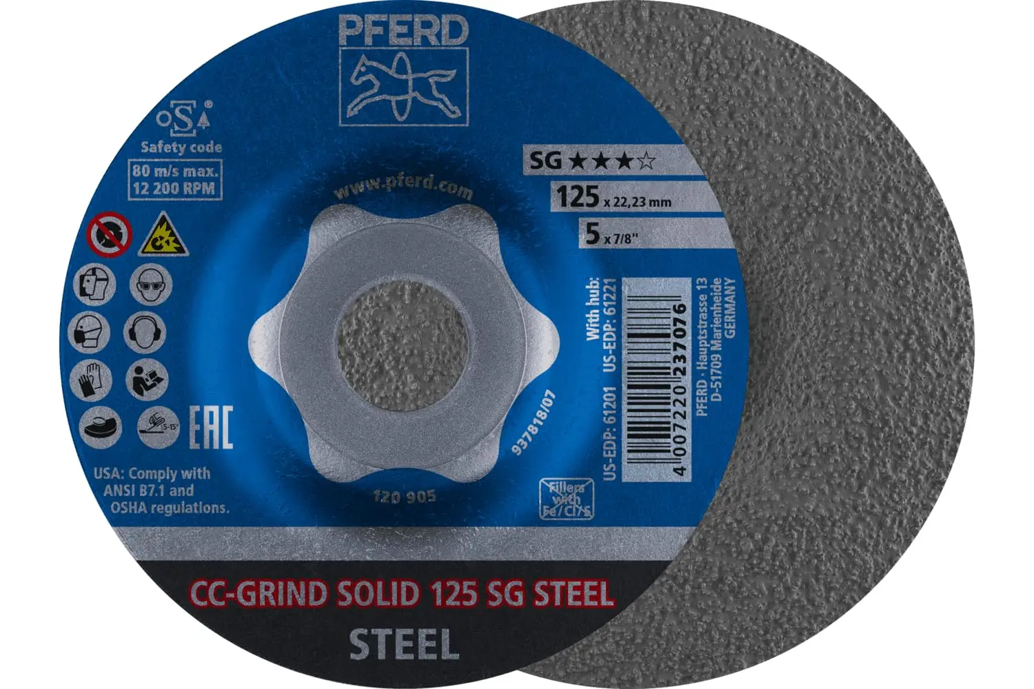 High-Performance Ceramic Grinding Disc, 5" x 7/8" for Steel, Rapid Material Removal
High-Performance Ceramic Grinding Disc, 5" x 7/8" for Steel, Rapid Material Removal