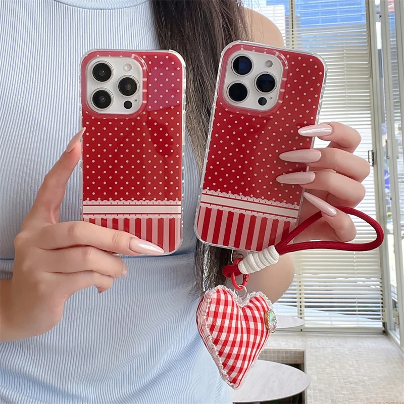 Fashion Simple Red Polka Dot Phone Case For iPhone 17 16 Pro 14 15 Pro Max Back Cover with Love Hand Rope Cute Cases Capa
Fashion Simple Red Polka Dot Phone Case For iPhone 17 16 Pro 14 15 Pro Max Back Cover with Love Hand Rope Cute Cases Capa