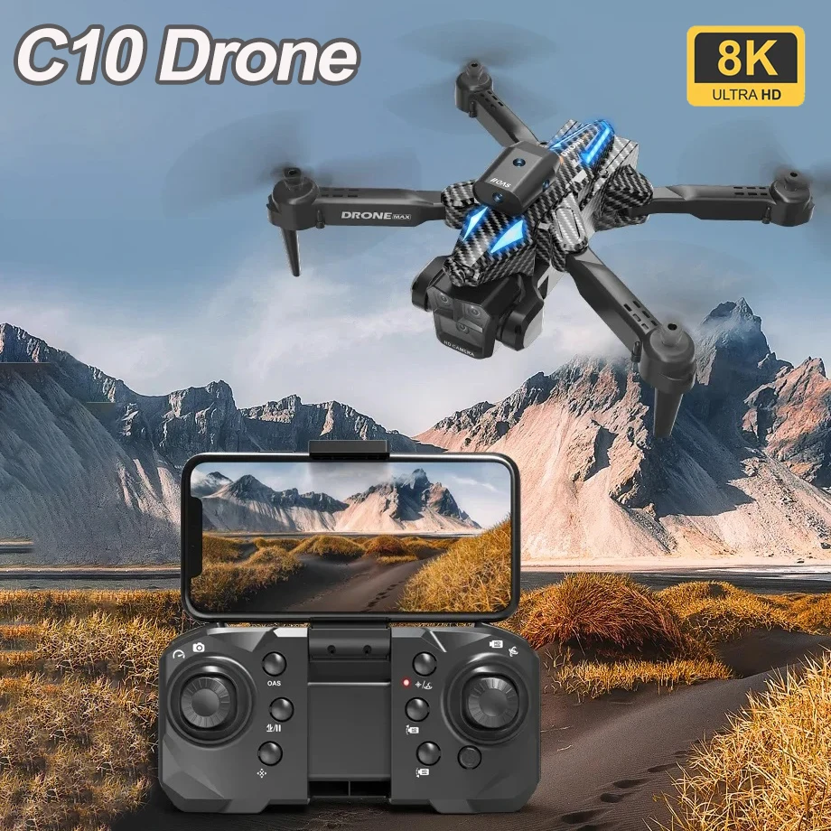 C10 Max Drone 4K HD 3 Camera Helicopter Obstacle Avoidance Wifi FPV RC Plane Quadcopter Optical Flow Aircraft Helicopter Kid Toy
C10 Max Drone 4K HD 3 Camera Helicopter Obstacle Avoidance Wifi FPV RC Plane Quadcopter Optical Flow Aircraft Helicopter Kid Toy