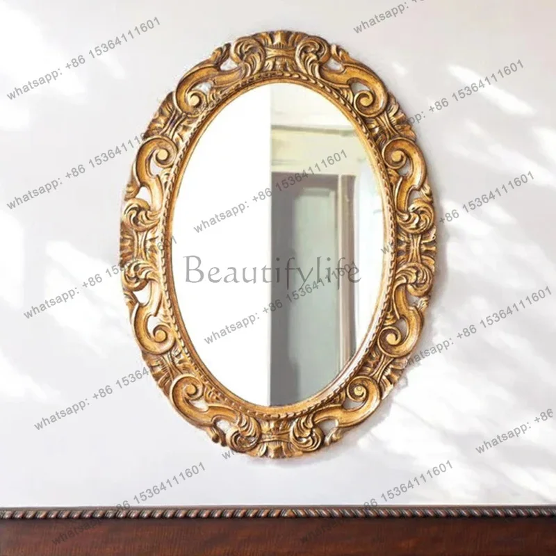 French carved oval frame cosmetic mirror retro light luxury decorative mirror home
French carved oval frame cosmetic mirror retro light luxury decorative mirror home