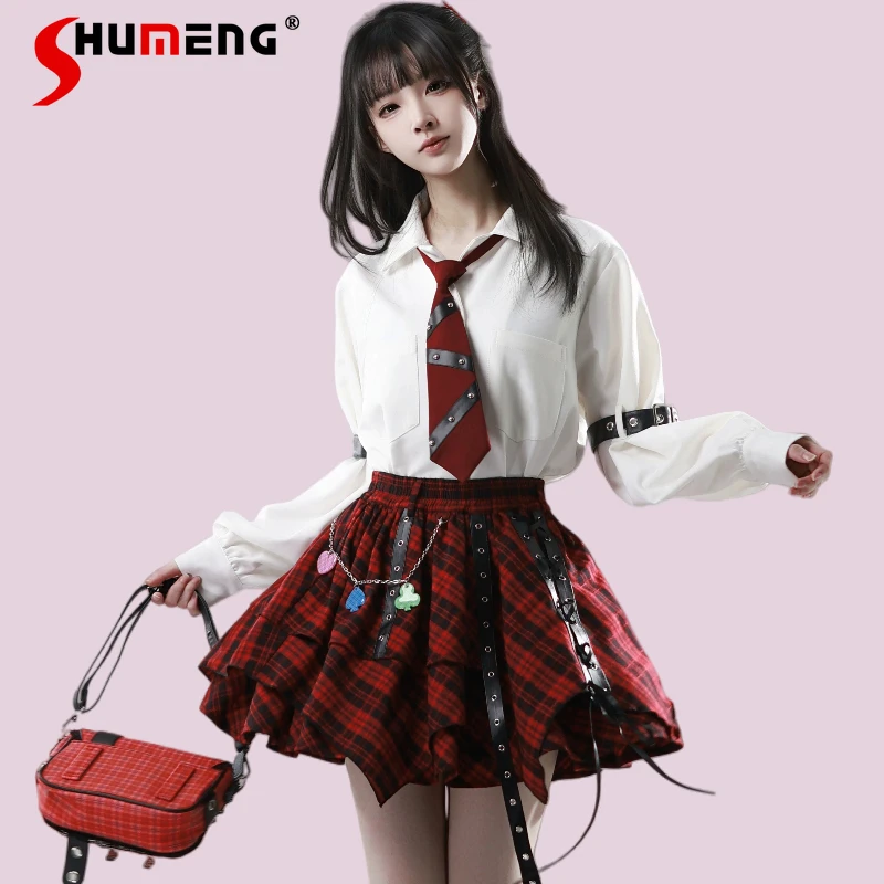 Summer Red Plaid Tiered Cake Skirt With Strap And Chain Decor Kawaii High Waist Slim Fit Half Skirts Y2k Clothes For Ladies Girl
Summer Red Plaid Tiered Cake Skirt With Strap And Chain Decor Kawaii High Waist Slim Fit Half Skirts Y2k Clothes For Ladies Girl