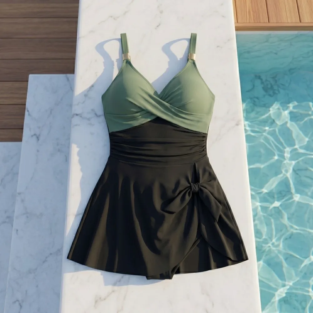 Fashion Slim Fit Women's Swimming Suit Pleated Sleeveless Skirt Swimsuit V-Neck Beachwear Clothing Summer Swimwear Beach
Fashion Slim Fit Women's Swimming Suit Pleated Sleeveless Skirt Swimsuit V-Neck Beachwear Clothing Summer Swimwear Beach