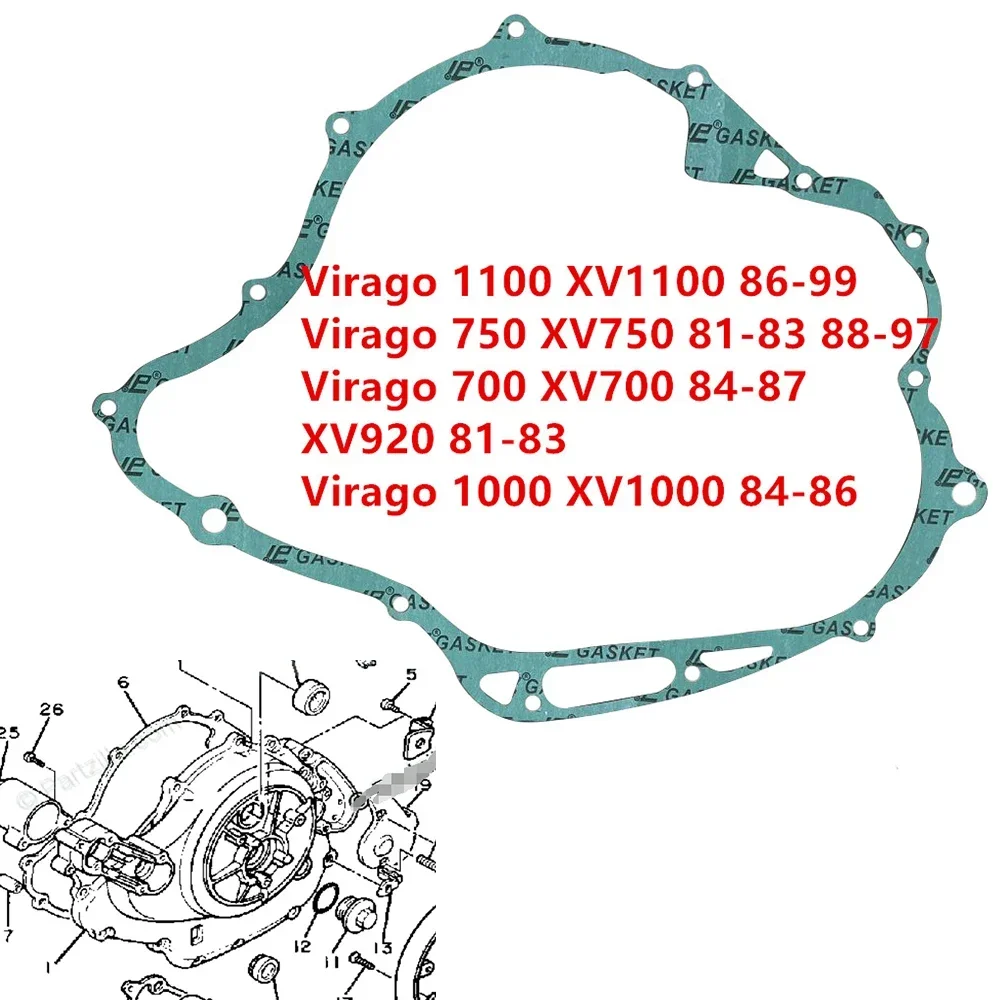 Прокладка крышки генератора для Yamaha Virago 1100 XV1100 86-99, XV1000 84-86, XV750 Virago750 81-97, XV920 81-83, XV700 Virago700 84-87
Прокладка крышки генератора для Yamaha Virago 1100 XV1100 86-99, XV1000 84-86, XV750 Virago750 81-97, XV920 81-83, XV700 Virago700 84-87