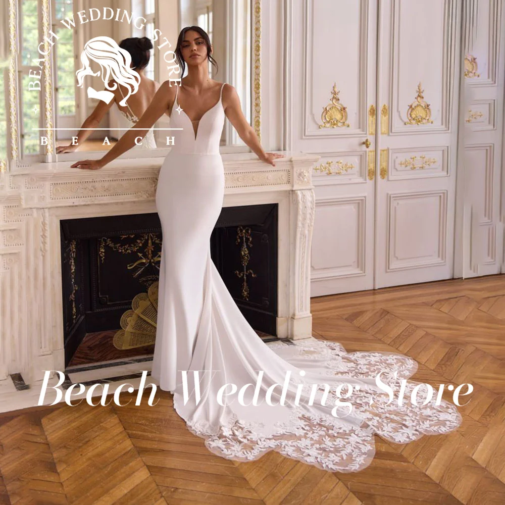 Пляжные элегантные свадебные платья русалки с глубоким V-образным вырезом на тонких бретельках и кружевной вышивкой, 2025 г., длиной до пола, Vestidos De Novid по индивидуальному заказу
Пляжные элегантные свадебные платья русалки с глубоким V-образным вырезом на тонких бретельках и кружевной вышивкой, 2025 г., длиной до пола, Vestidos De Novid по индивидуальному заказу