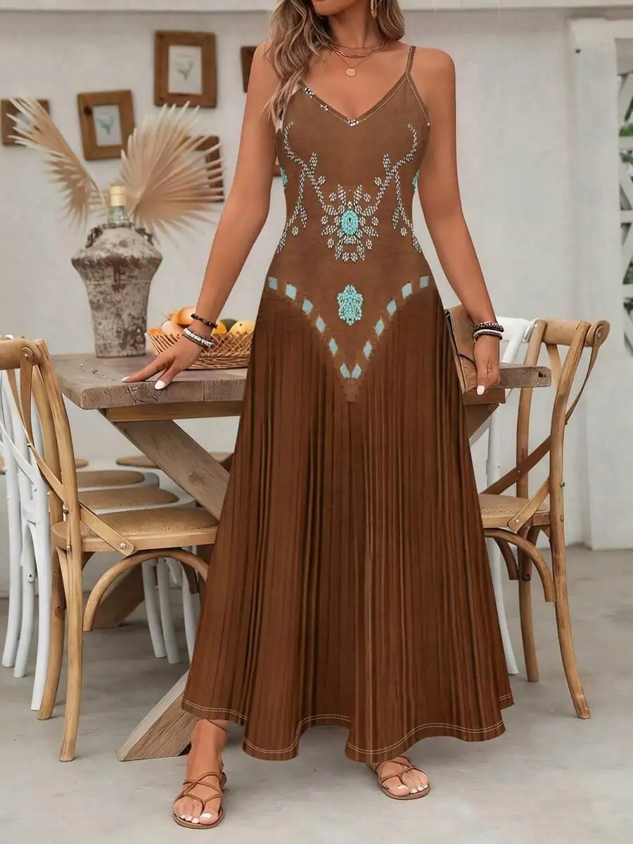 Bohemian Embroidered Pleated Maxi Dress For Women Summer Elegant Party Dress
Bohemian Embroidered Pleated Maxi Dress For Women Summer Elegant Party Dress