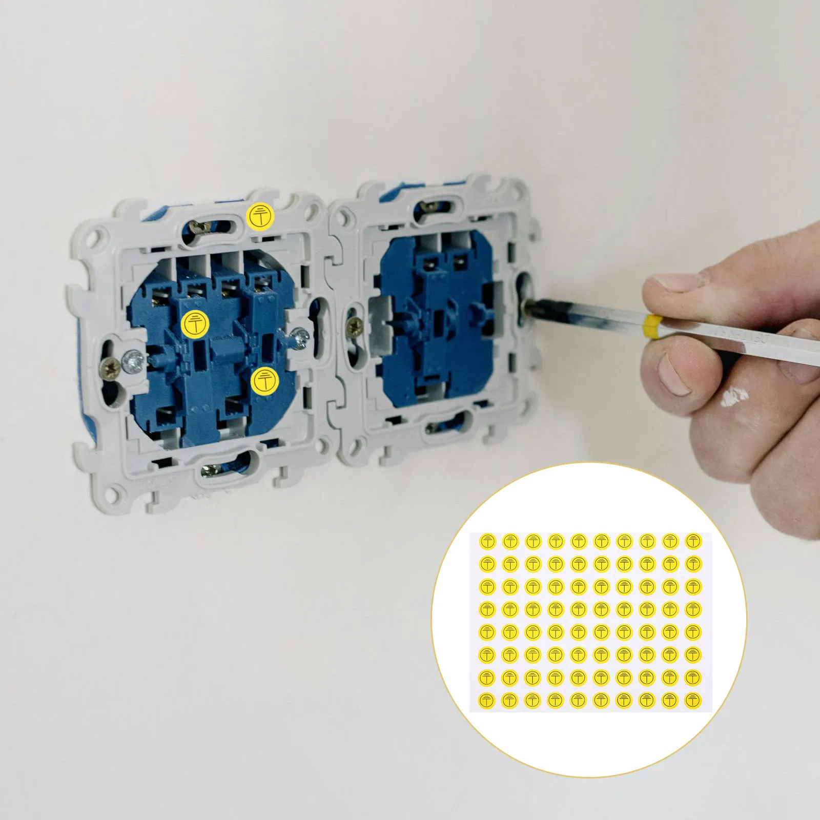 800Pcs Grounding Labels Circular Warning Stickers Electrical Panel Safety Signs Earth Ground Symbol Decals Power Operations