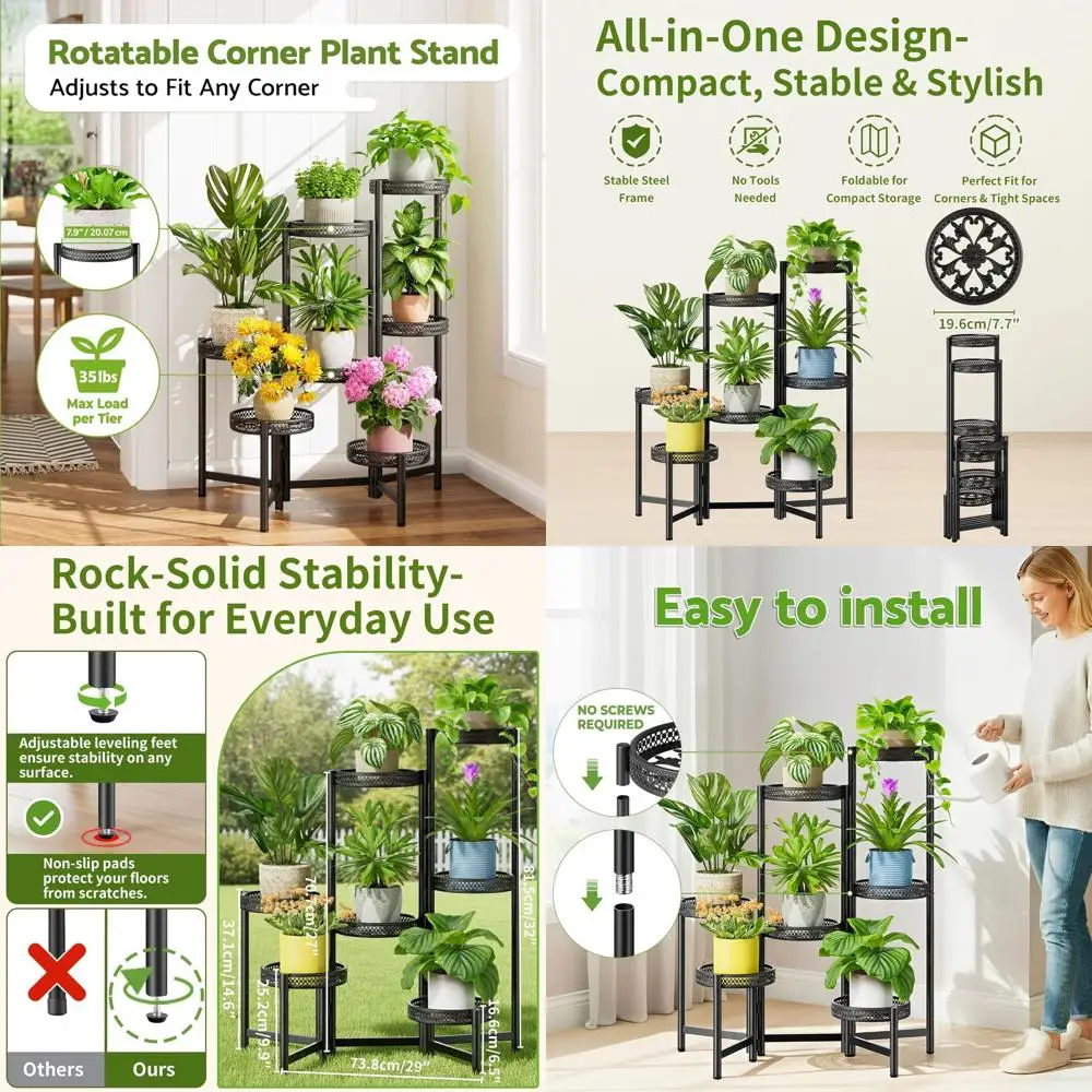 7-Tier Metal Plant Stand for Indoor and Outdoor Use with 7.9 Wide Trays, Suitable for Balcony, Porch, Living Room, and Garden -
7-Tier Metal Plant Stand for Indoor and Outdoor Use with 7.9 Wide Trays, Suitable for Balcony, Porch, Living Room, and Garden -