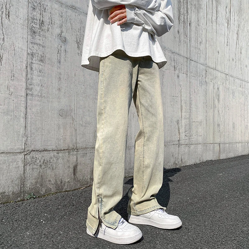 Washed Mud Men's Jeans American High Street Vibe Straight Leg Zipper Slit Slim Fit Retro Blue Jeans Youth Summer Wear
Washed Mud Men's Jeans American High Street Vibe Straight Leg Zipper Slit Slim Fit Retro Blue Jeans Youth Summer Wear