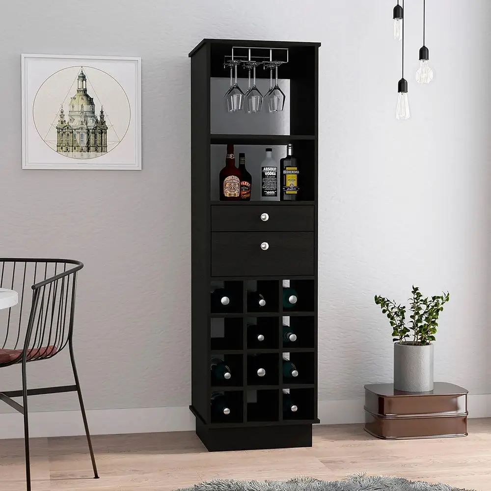 Elegant Dual-Tone Bar Cabinet with 12-Slot Wine Storage - Sleek Black
Elegant Dual-Tone Bar Cabinet with 12-Slot Wine Storage - Sleek Black