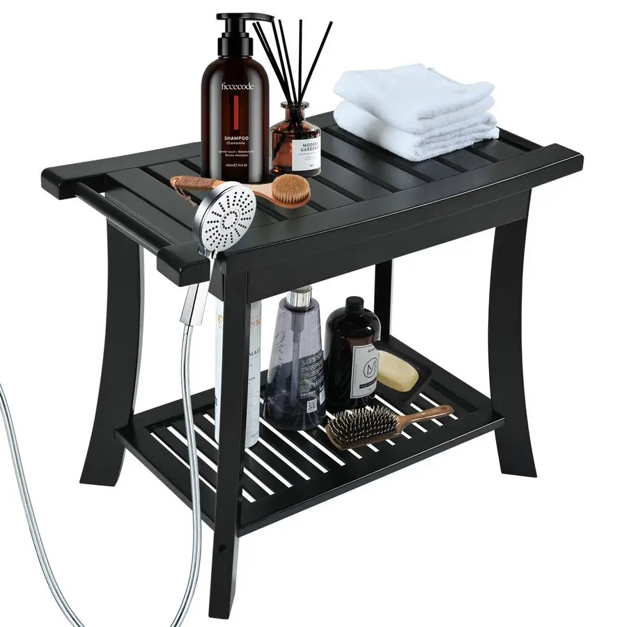 Черная бамбуковая скамья для душа с полкой для хранения, табурет для душа для взрослых для бритья ног, для спа-ванной
Черная бамбуковая скамья для душа с полкой для хранения, табурет для душа для взрослых для бритья ног, для спа-ванной